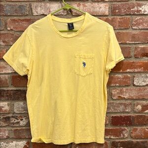 US Polo Assn Light Yellow Pocket Tee with Embroidered Pony